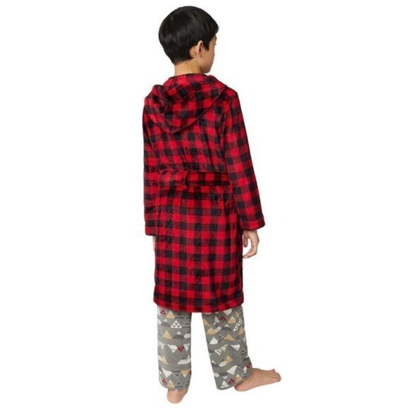 NWT Eddie Bauer Red and Grey Pajamas Set + Robe for boys, size S (7/8) - Picture 2 of 6